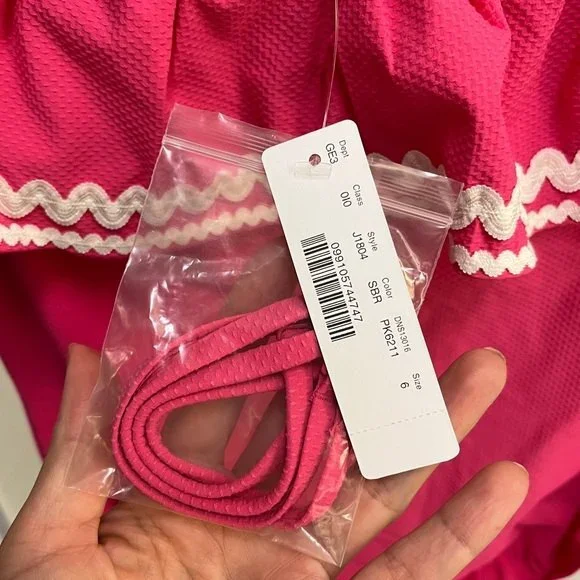 J. Crew Ruffle Bandeau One-Piece with Rickrack in Pink NWT 6 - Picture 4 of 10